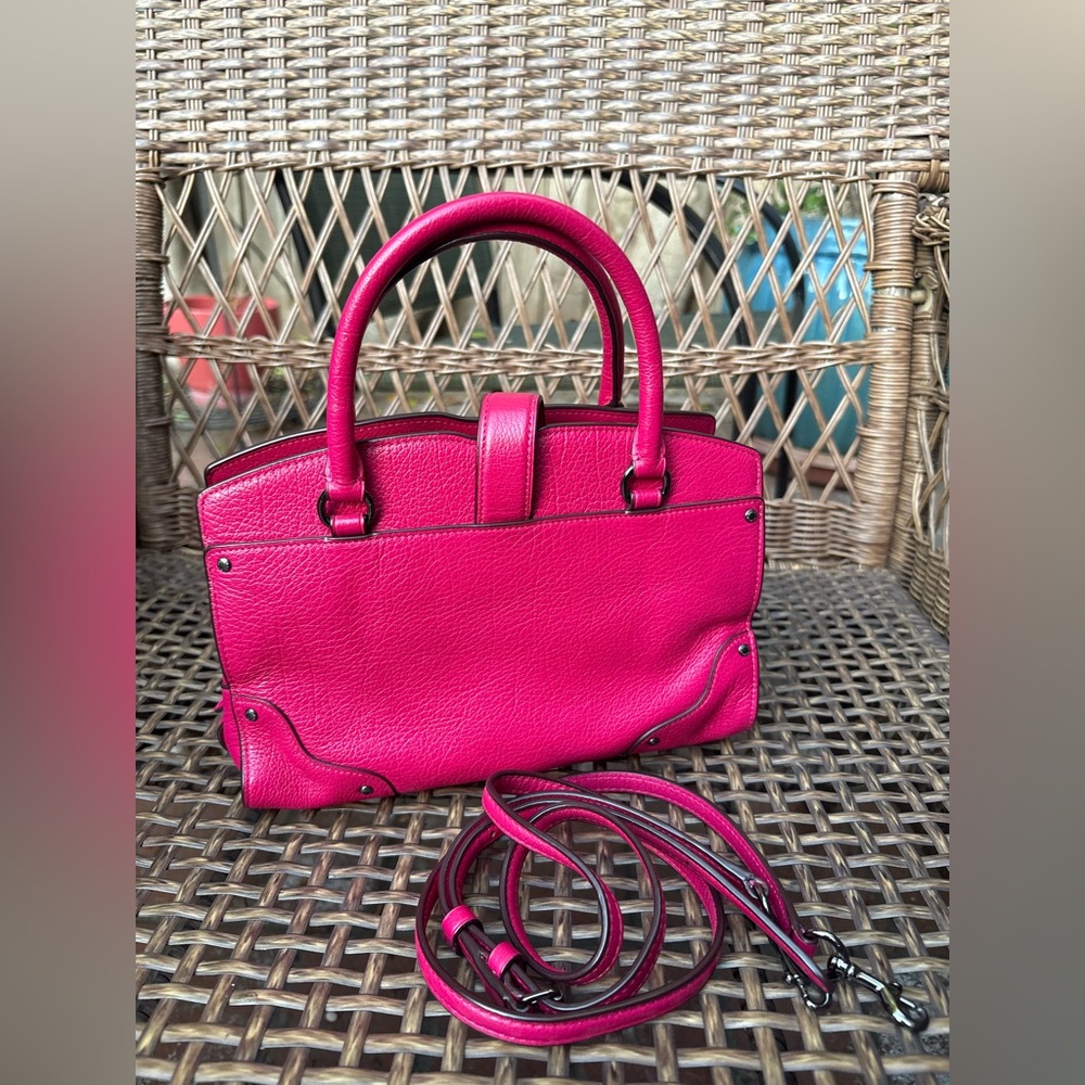 COACH Pink Willow Floral Mercer Satchel 24 In Grain Leather - Picture 13 of 13